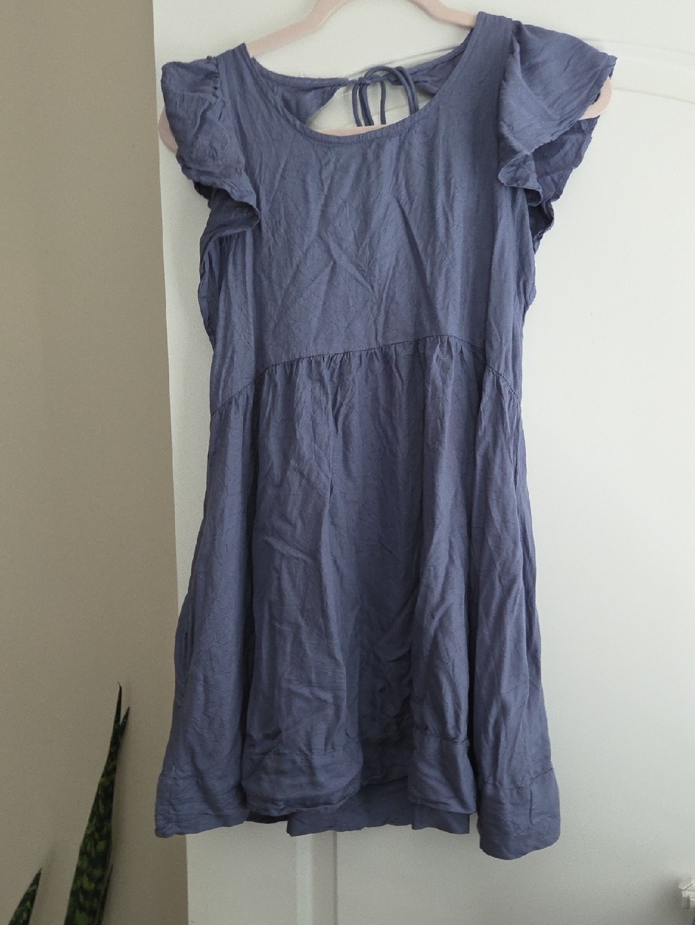 Women's Mini Dress with Flutter Sleeves — Slate Blue